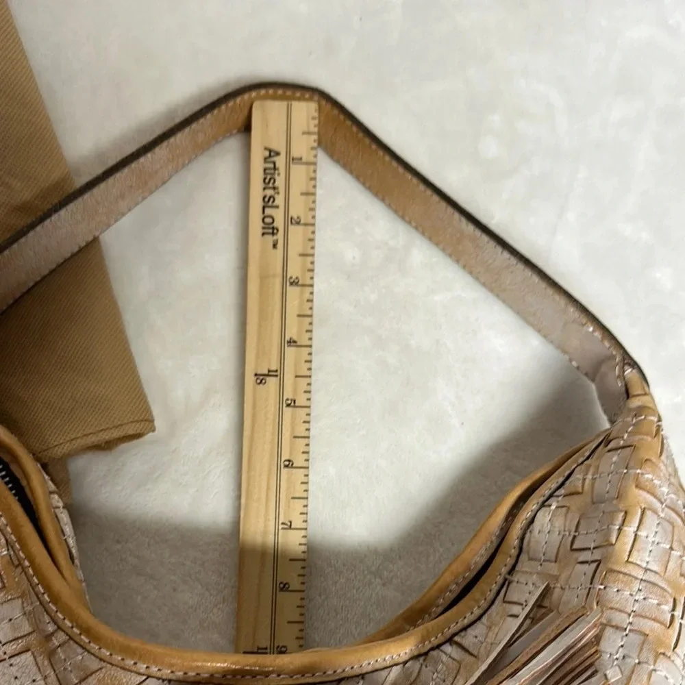 PATRICIA NASH White & Brown BRAIDED STITCH Leather MARCELLINA Hobo Bag